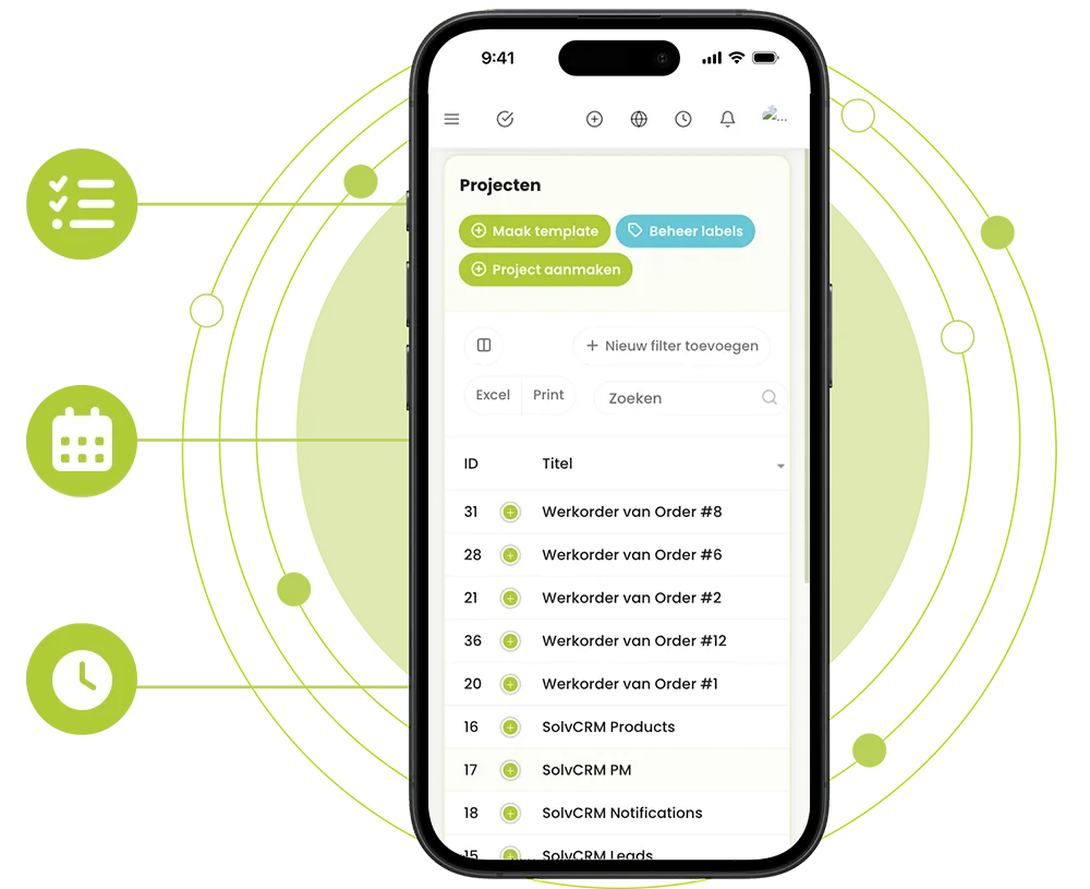 SolvCRM+ werkorder, assemblage en uitvoering